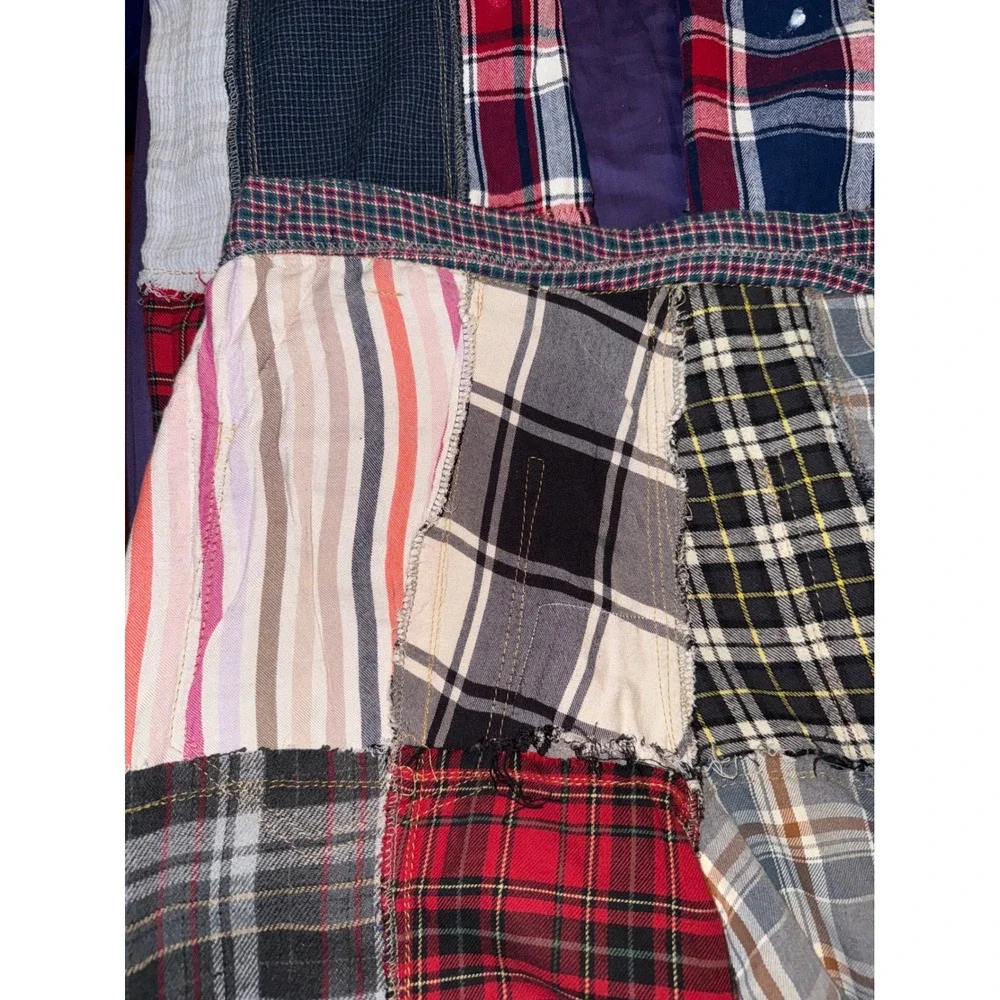 Vtg 90's Custom Patchwork Plaid Flannel Pants Relaxed Fit High Rise 31x30 grunge